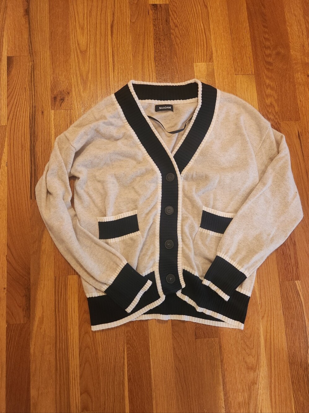NAADAM 100% CASHMERE Color Block cardigan S - Picture 2 of 6